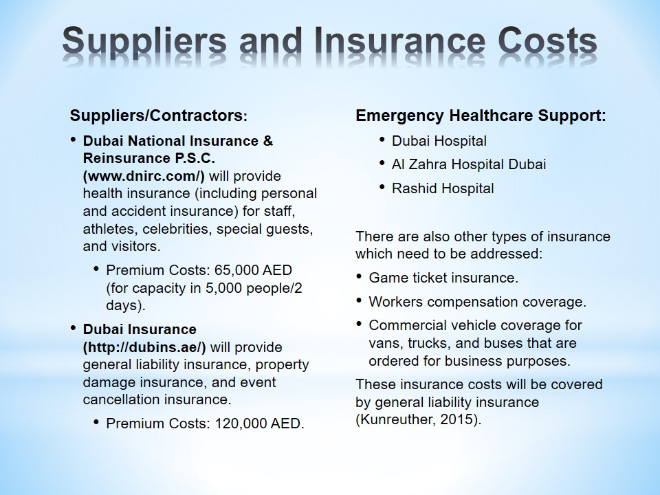 Suppliers and Insurance Costs