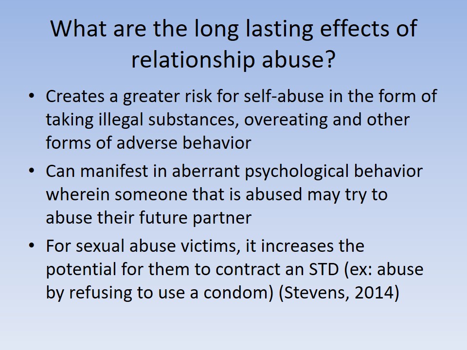 What are the long lasting effects of relationship abuse?
