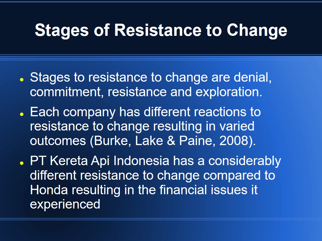 Stages of Resistance to Change