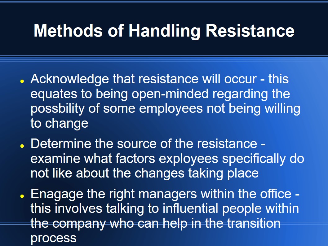 Methods of Handling Resistance