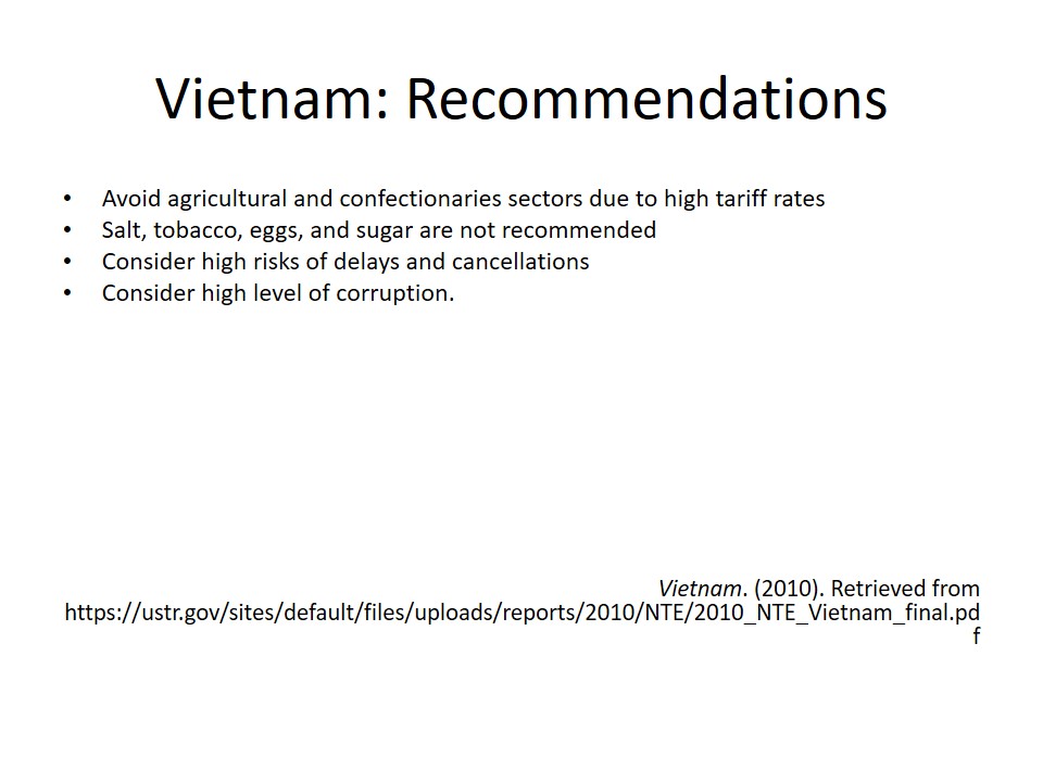Vietnam: Recommendations