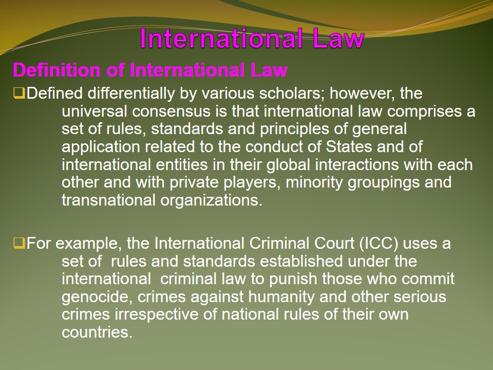 International Law Definition And Uses 1058 Words Presentation Example