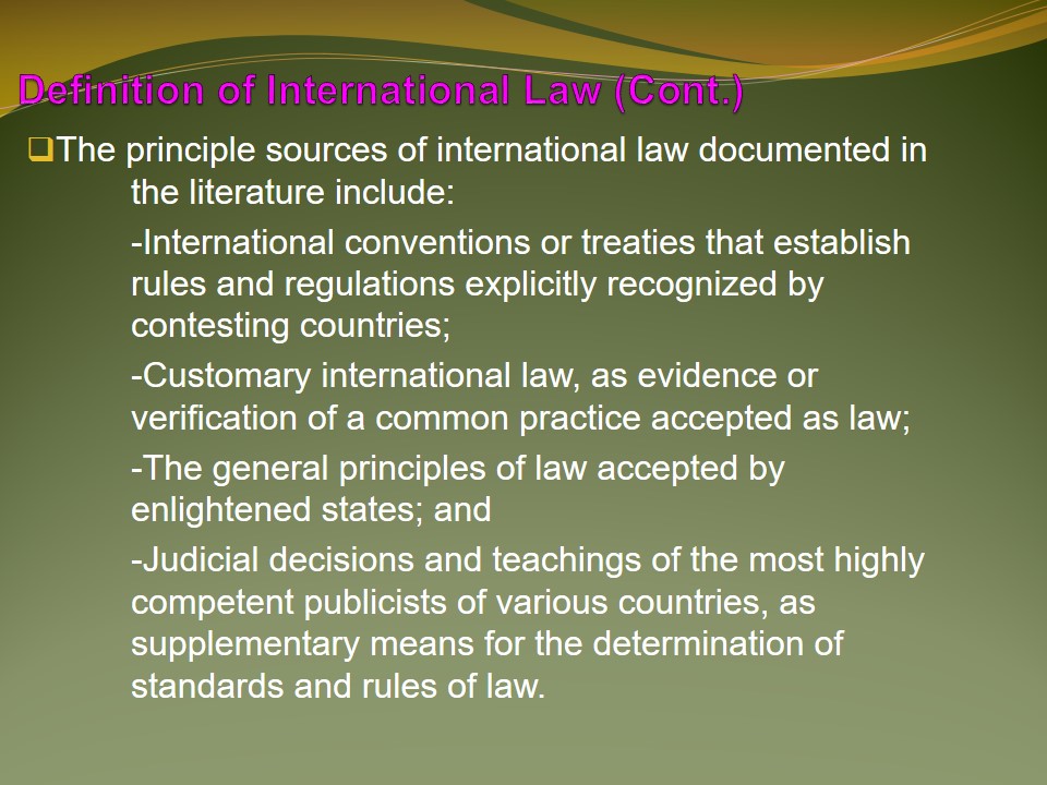 International Law Definition And Uses 1058 Words Presentation Example