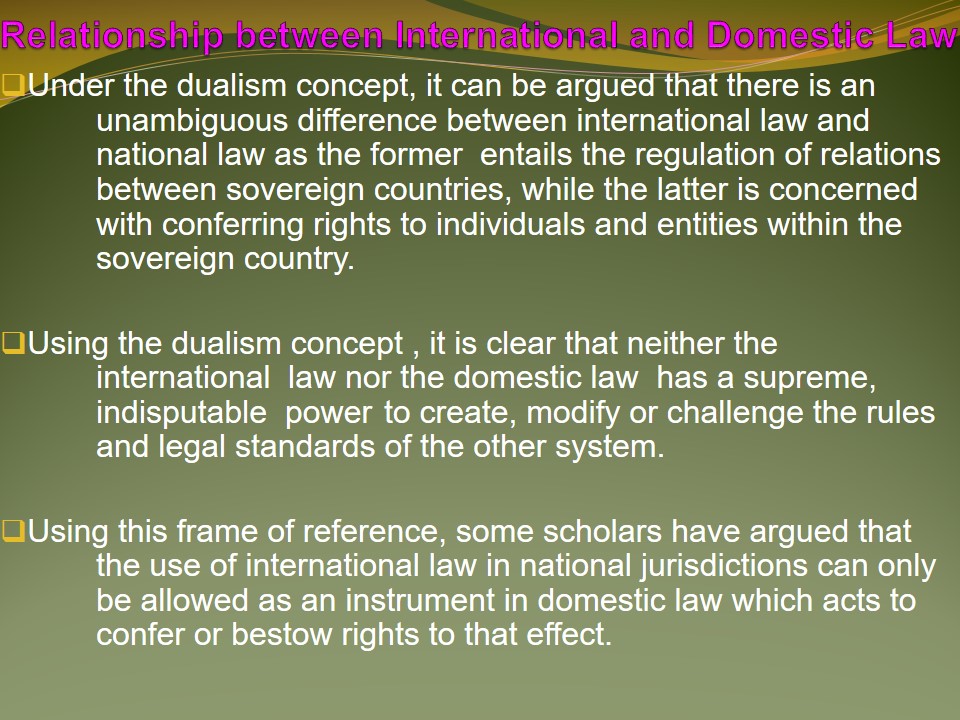 Relationship between International and Domestic Law