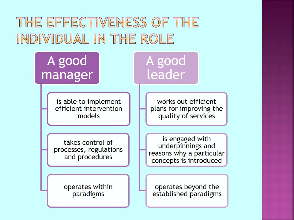 The effectiveness of the Individual in the role
