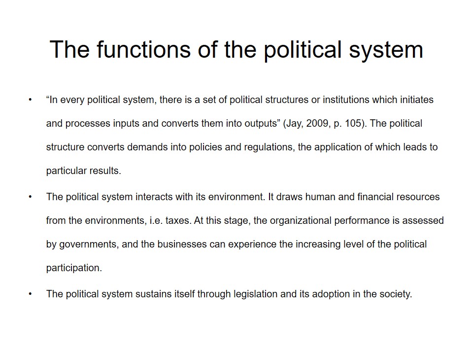 The functions of the political system