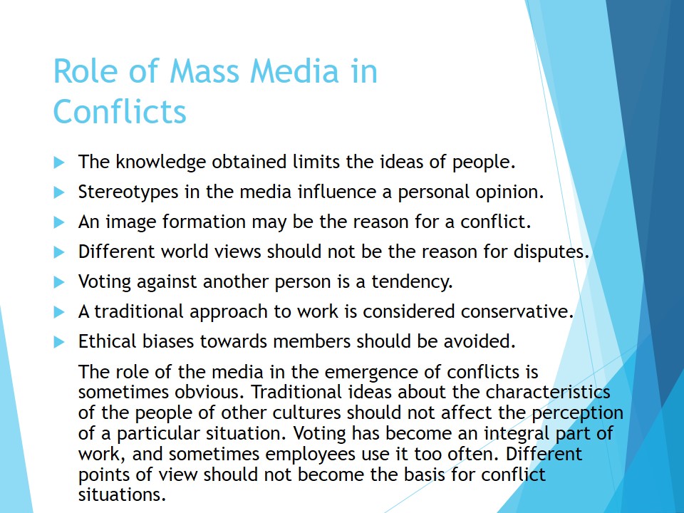 Role of Mass Media in Conflicts