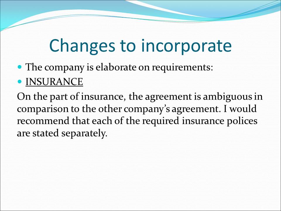 Changes to incorporate