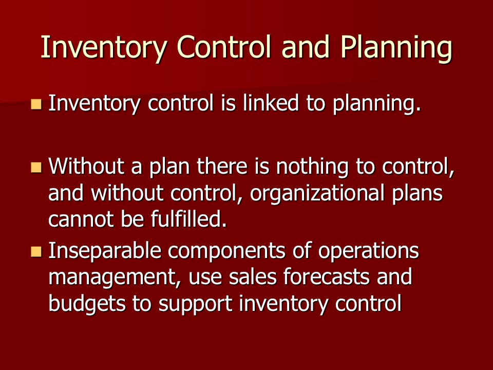 Inventory Control and Planning