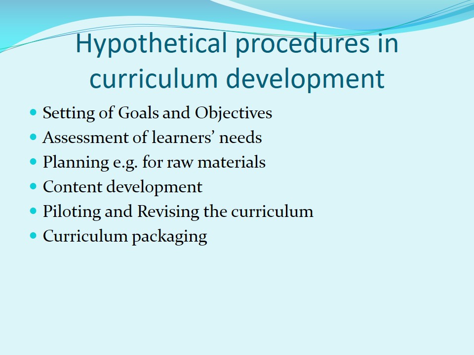 Hypothetical procedures in curriculum development