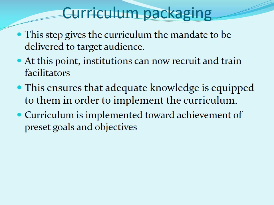 Curriculum packaging