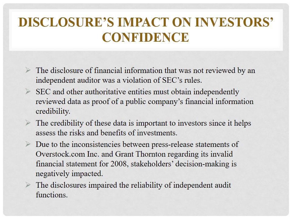 Disclosure’s impact on investors’ confidence
