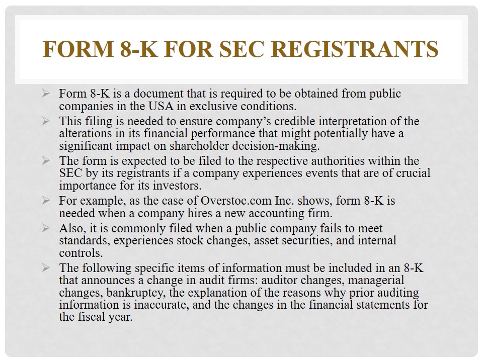 Form 8-k for SEC registrants