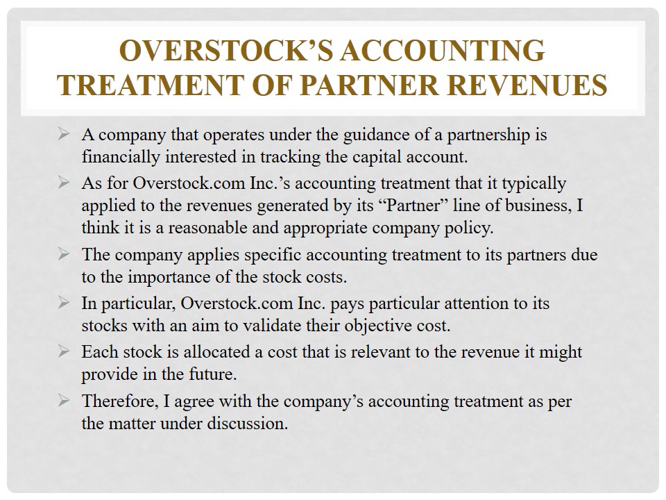 Overstock’s accounting treatment of partner revenues