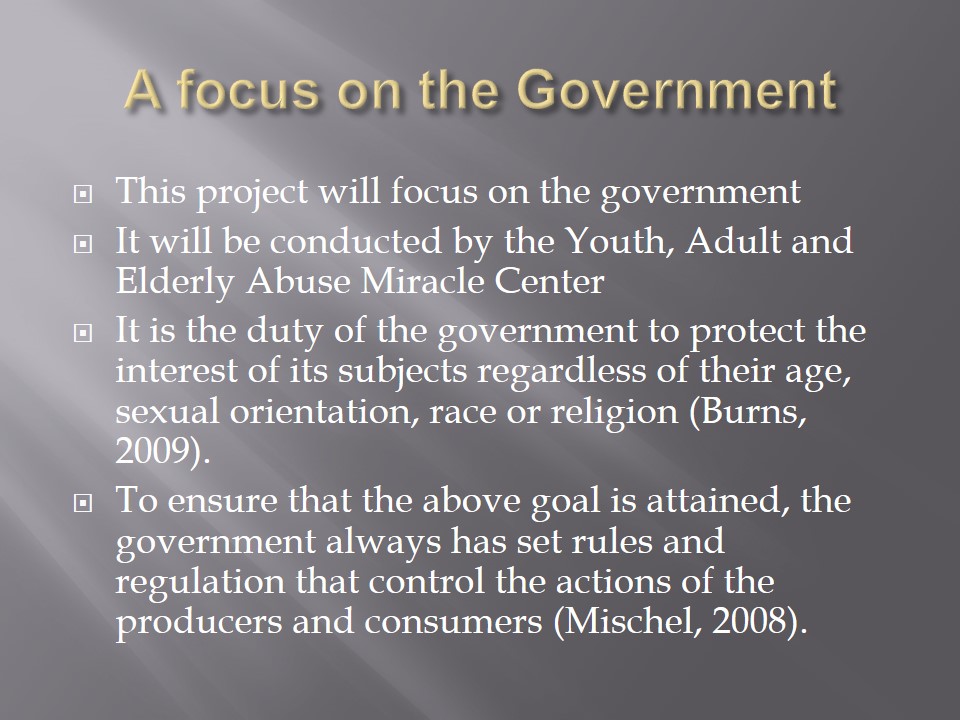 A focus on the Government