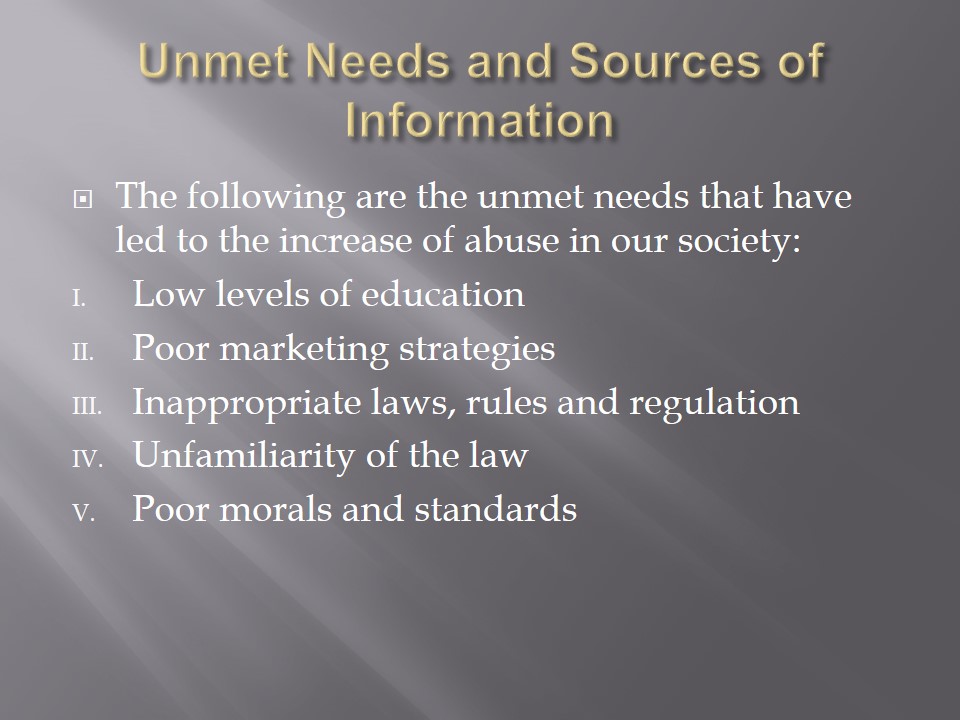 Unmet Needs and Sources of Information