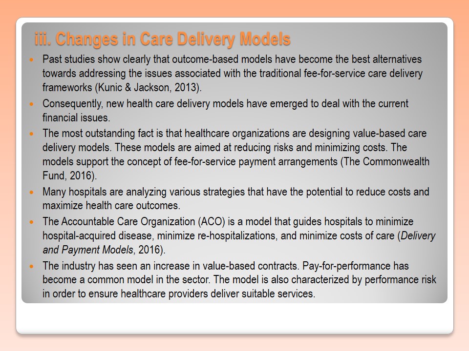 Changes in Care Delivery Models