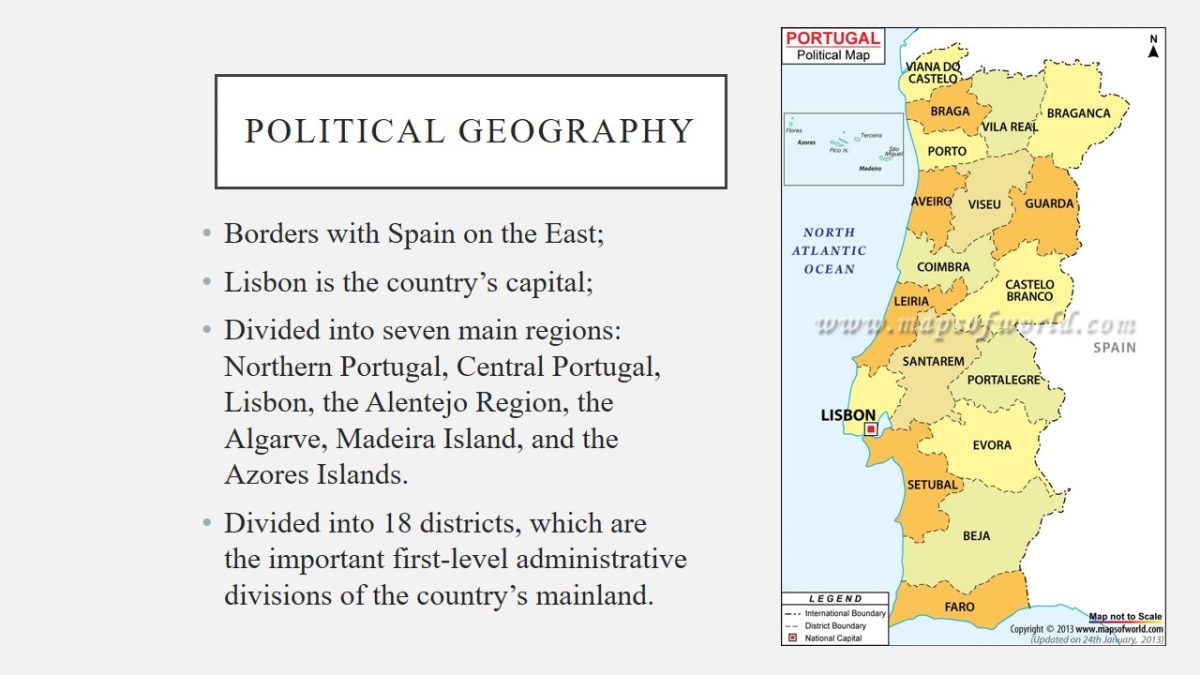 Districts of Portugal. Map of Regional Country Administrative