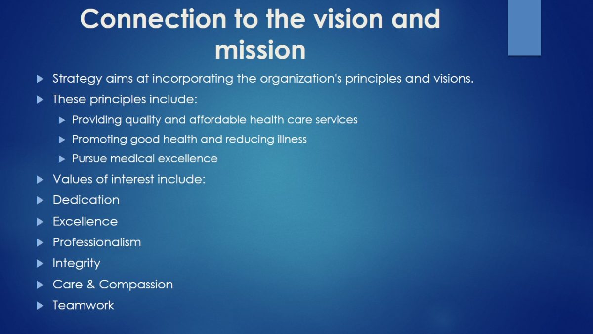 Connection to the vision and mission