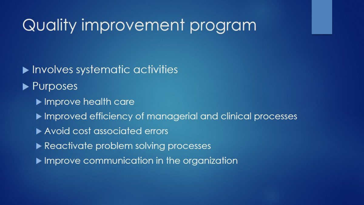 Quality improvement program
