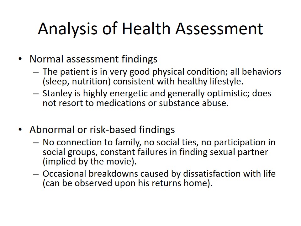 Analysis of Health Assessment