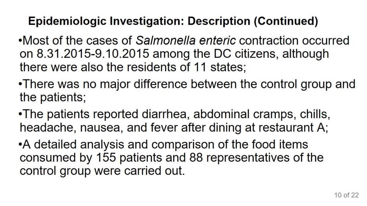 Epidemiologic Investigation: Description
