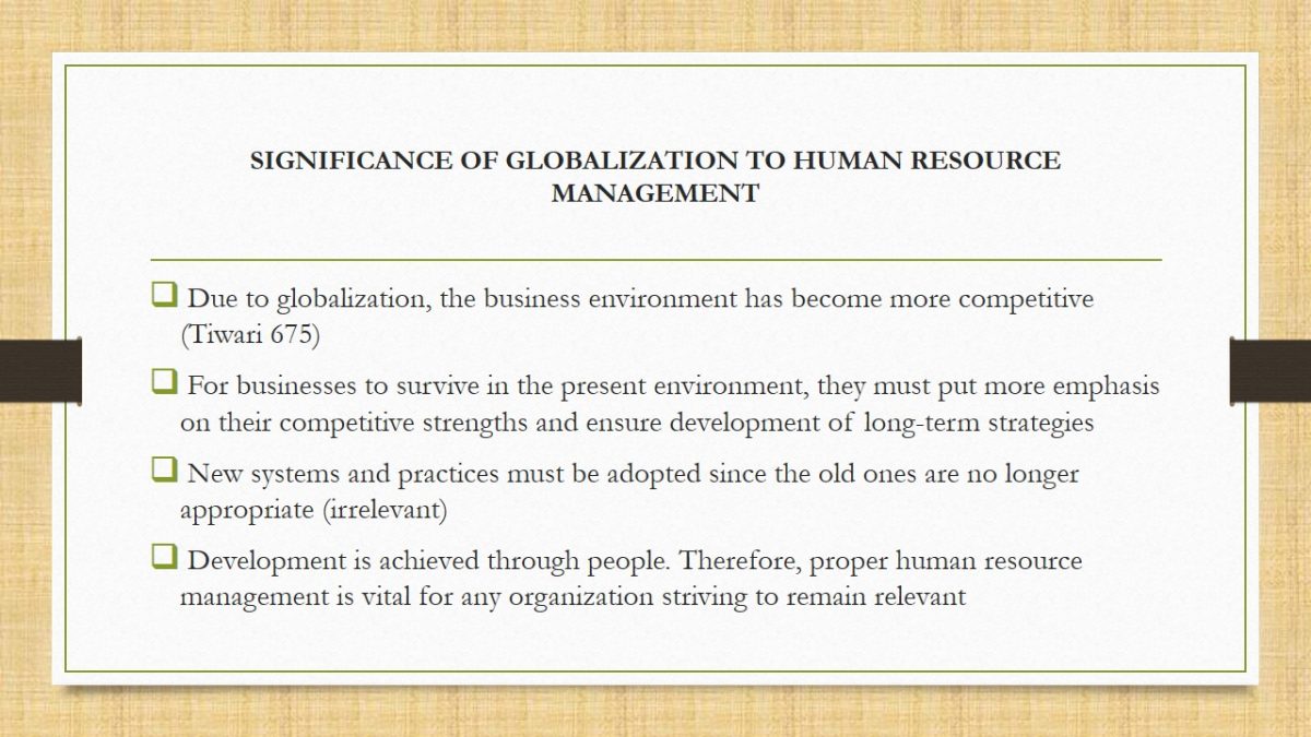 Significance of Globalization to Human Resource Management