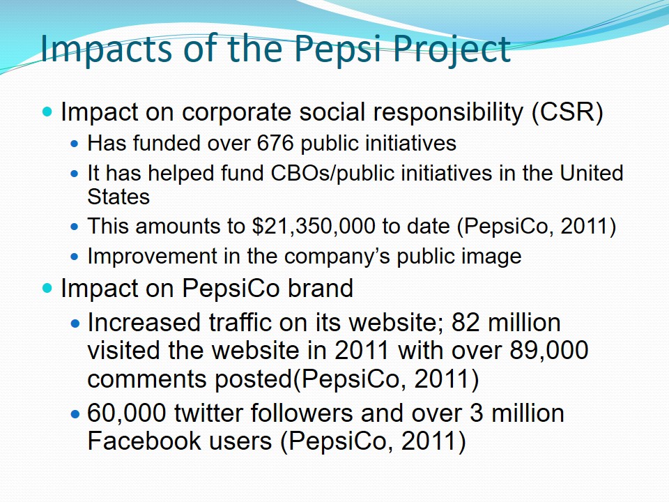 Impacts of the Pepsi Project