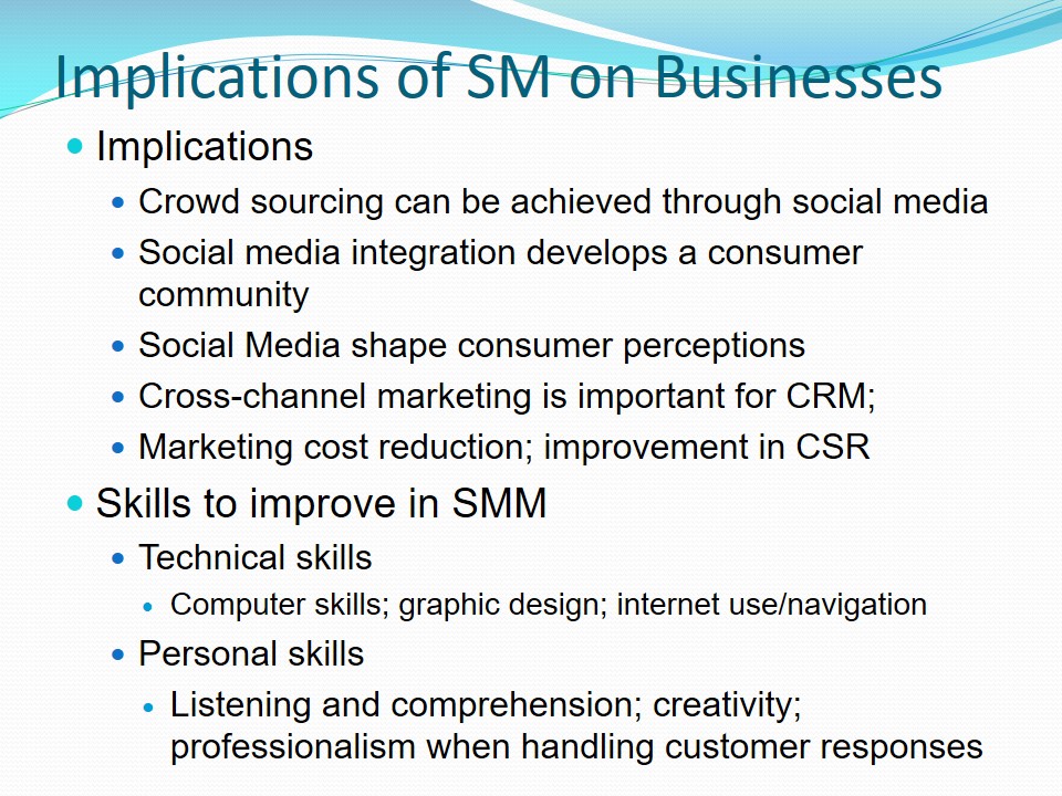 Implications of SM on Businesses