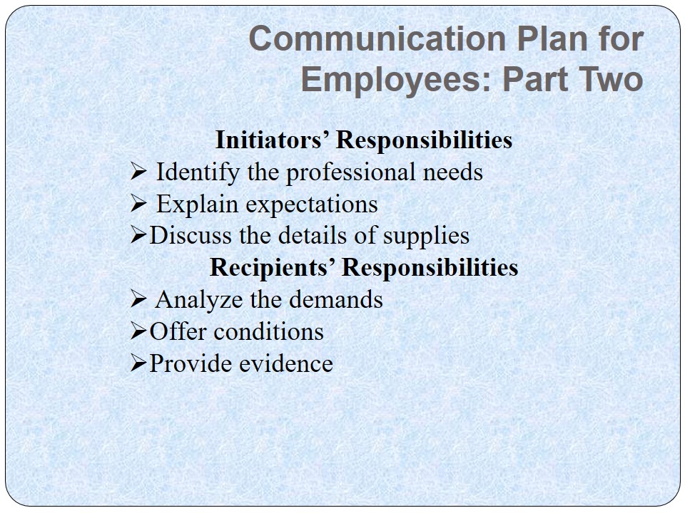 Communication Plan for Suppliers