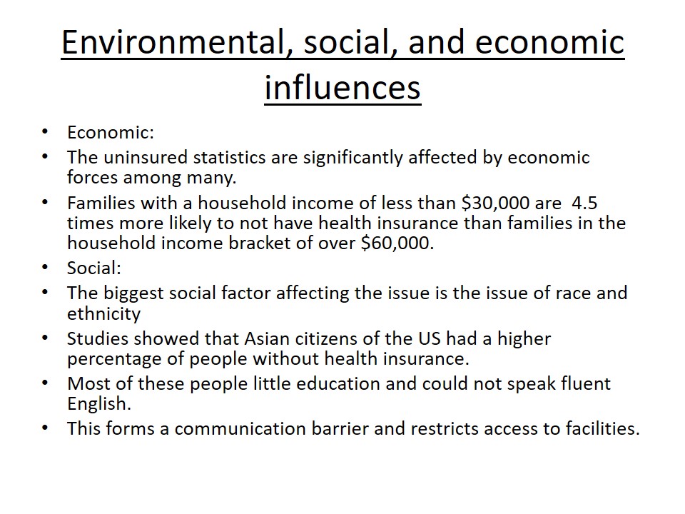 Environmental, social, and economic influences