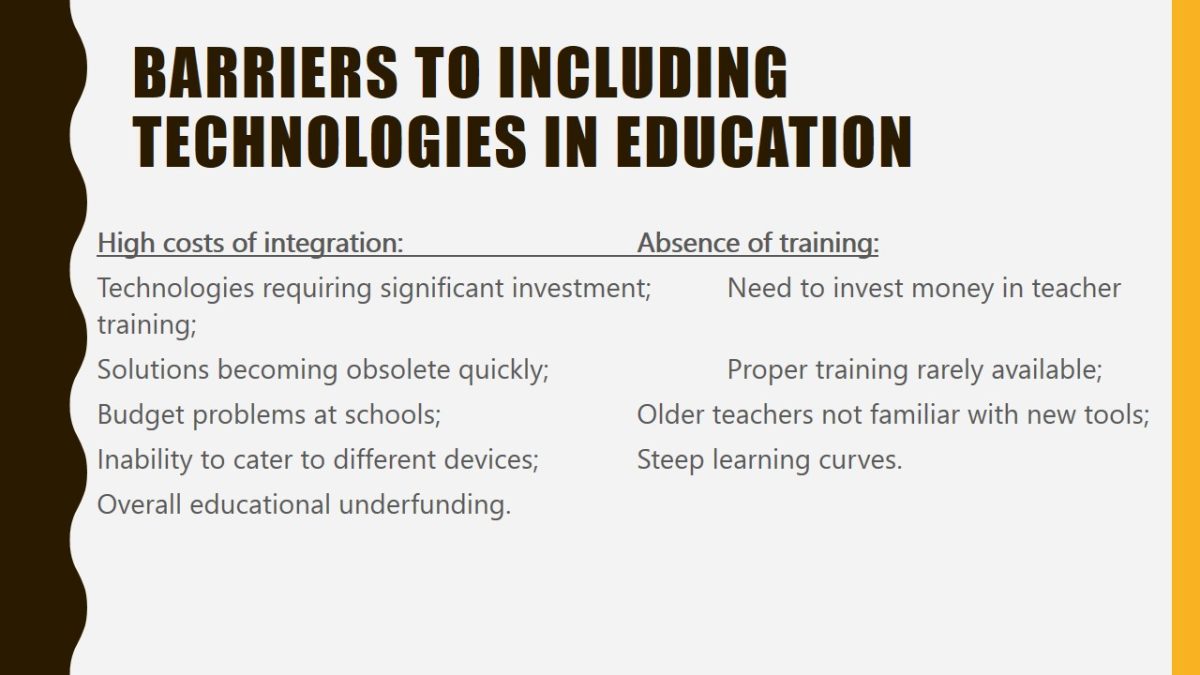 Barriers to including technologies in education