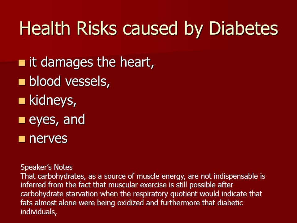 Health Risks caused by Diabetes