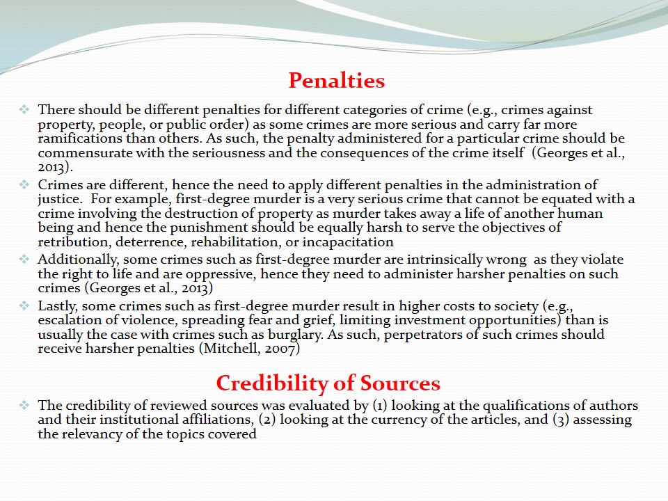 Penalties. Credibility of Sources