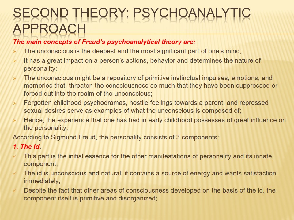 Second Theory: Psychoanalytic Approach