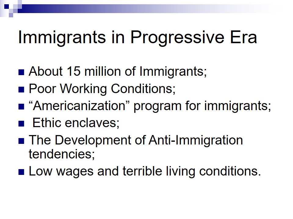 Immigrants in Progressive Era