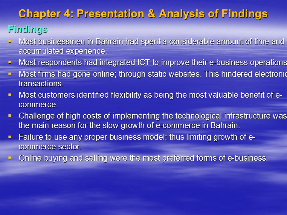 Presentation & Analysis of Findings