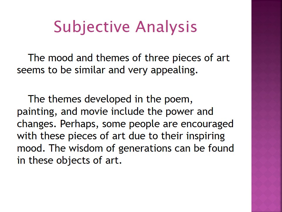 Subjective Analysis