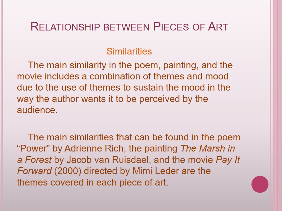 Relationship between Pieces of Art