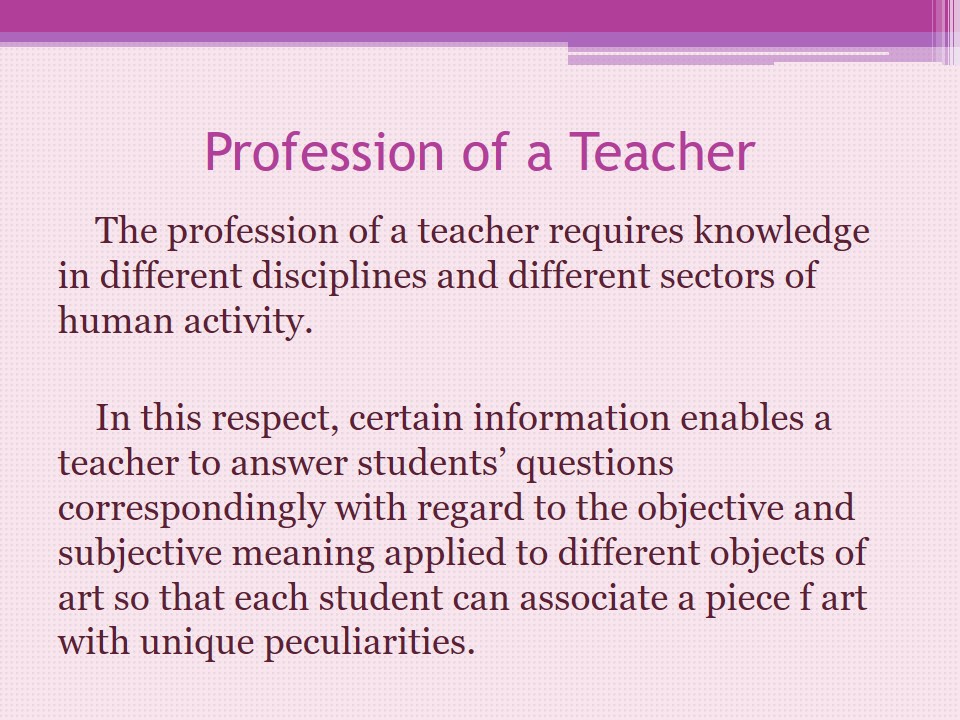 Profession of a Teacher