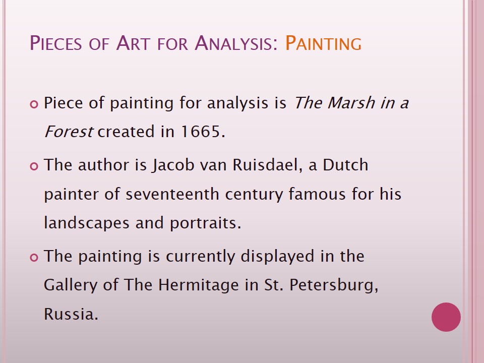 Pieces of Art for Analysis: Painting