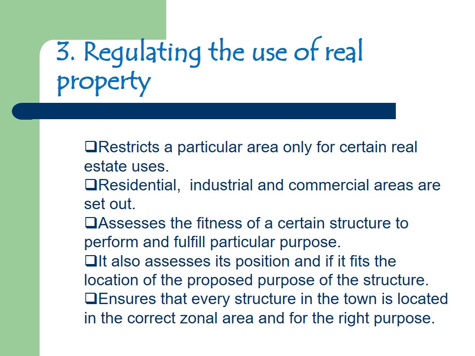 Regulating the use of real property