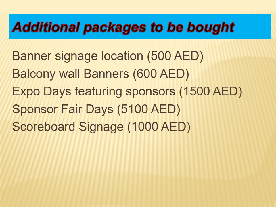 Additional packages to be bought