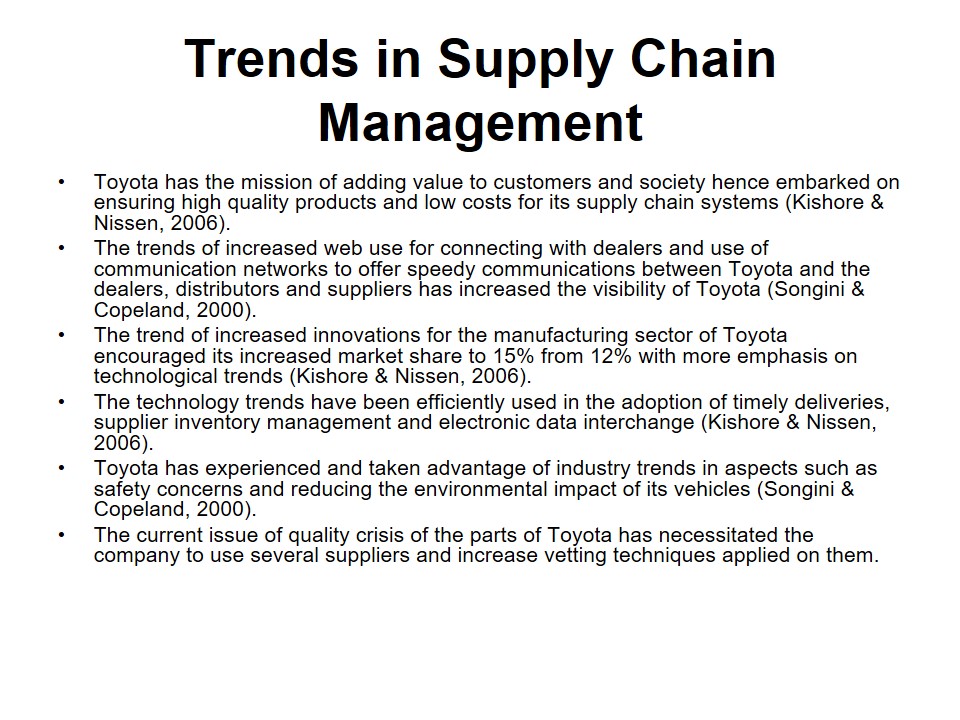 Trends in Supply Chain Management