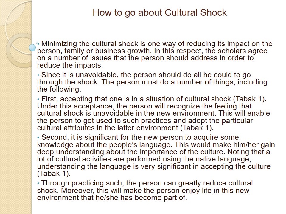 How to go about Cultural Shock