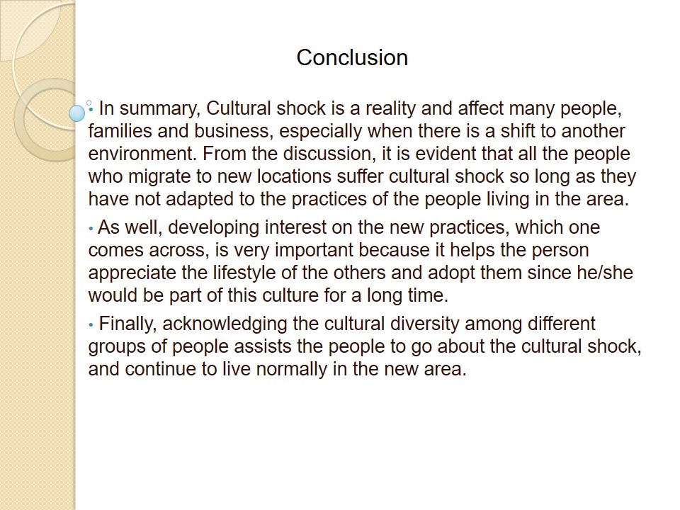 thesis statement on culture shock