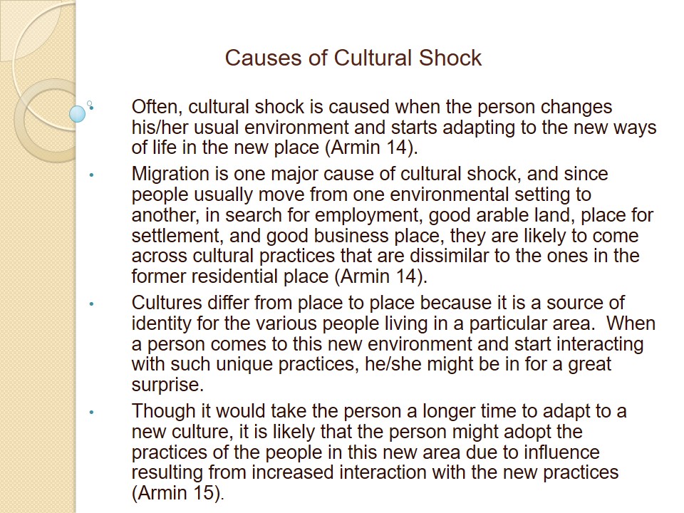 Causes of Cultural Shock