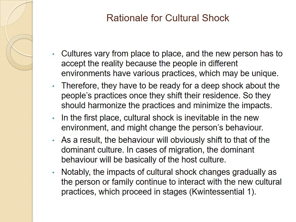 Rationale for Cultural Shock