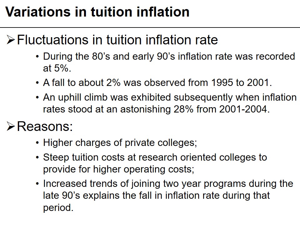 Variations in tuition inflation