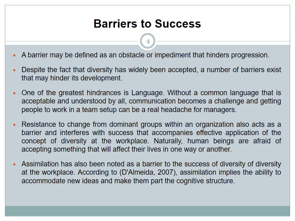 Barriers to Success